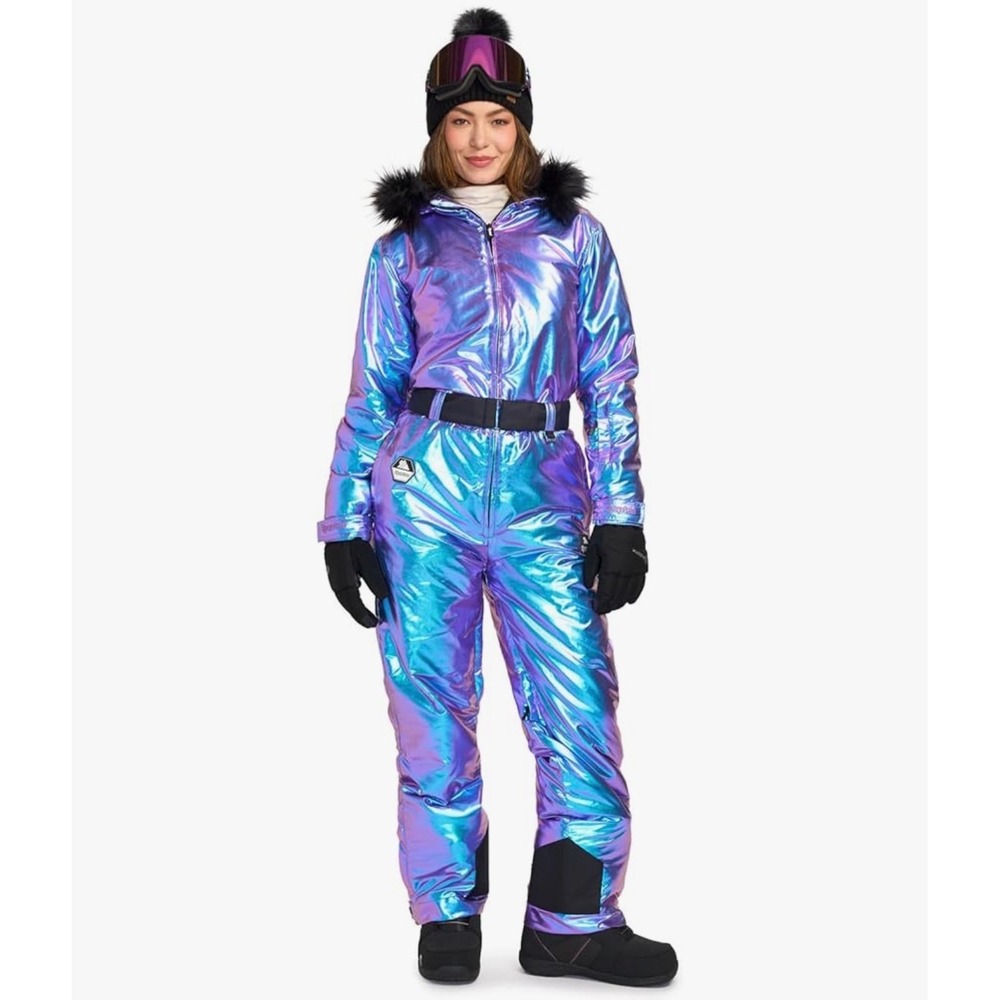Tipsy Elves Womens‎ Iridescent Iris Snow Suit Ski Jumpsuit LARGE NWT